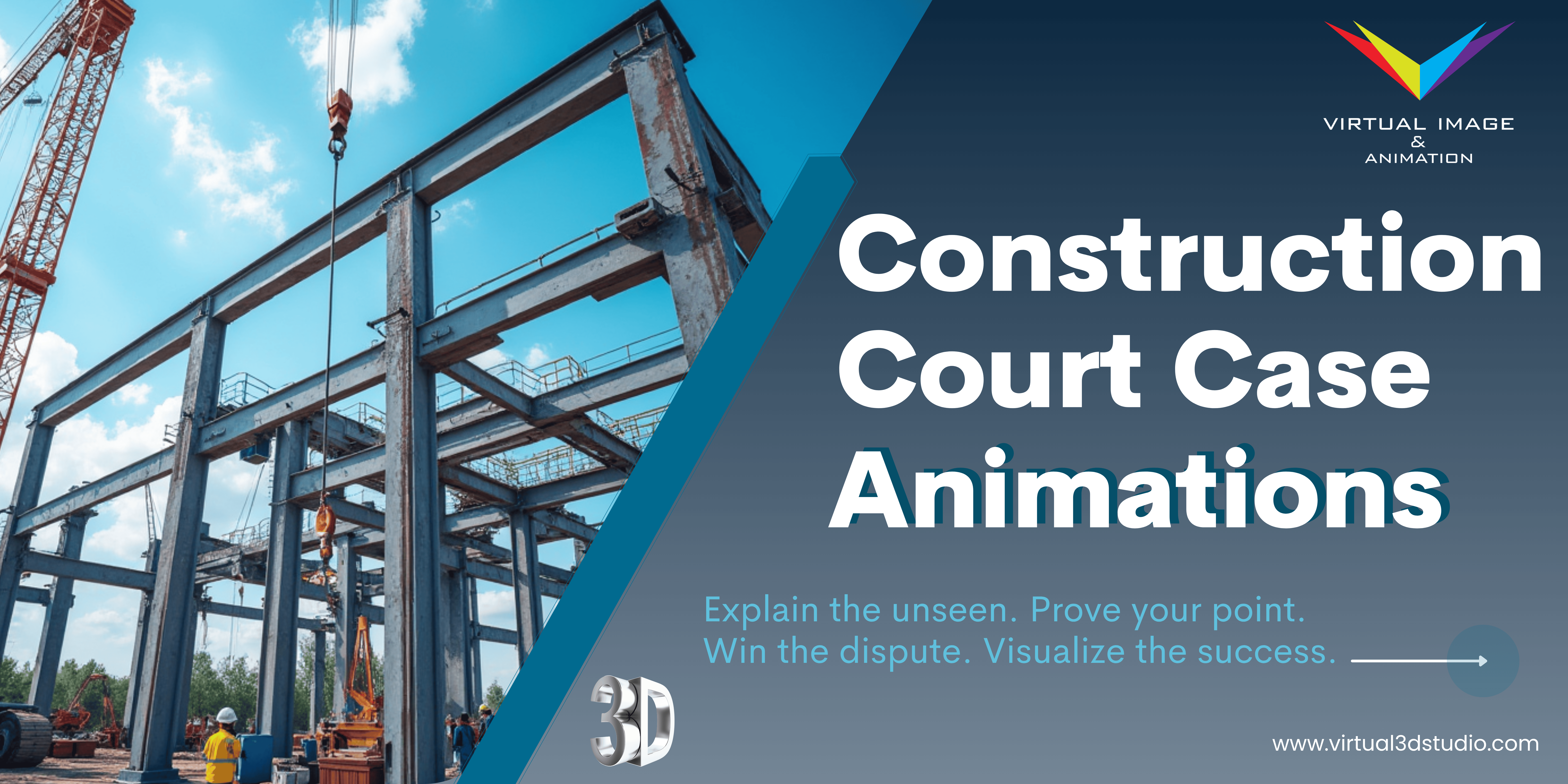 Still frame from 3D animation showing structural beam conflict in construction dispute for legal case